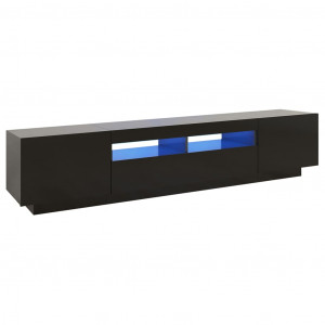 Mueble para TV con luces LED negro 200x35x40 cm D
