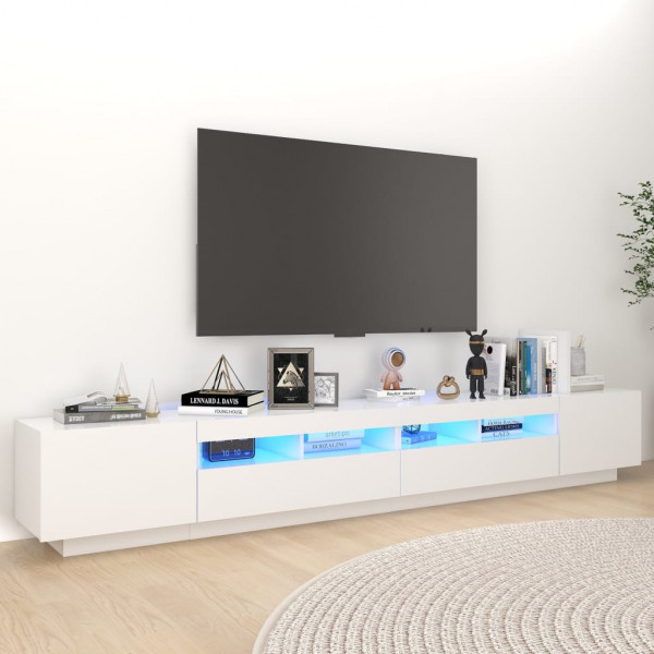 Móveis de televisão com luzes LED brancas 260x35x40 cm D