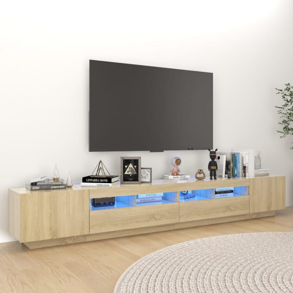 Armario TV con luces LED color roble Sonoma 260x35x40 cm D