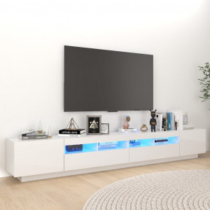 Mobiliário para TV com luzes LED brancas brilhantes 260x35x40 cm D