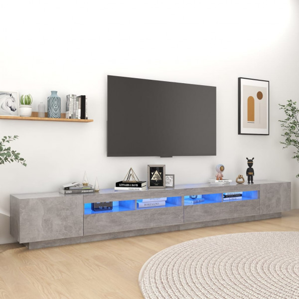 Mueble para TV con luces LED gris hormigón 300x35x40 cm D