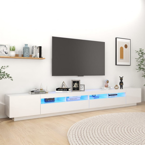 Móveis de televisão com luzes LED brancas brilhantes 300x35x40 cm D