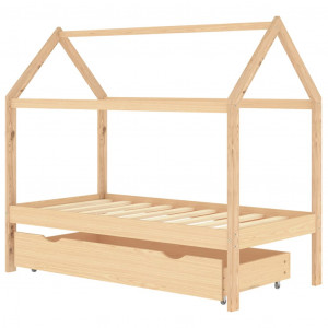 Estructura de cama infantil con cajón madera de pino 80x160 cm H