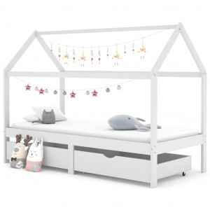 Estructura de cama infantil cajones madera pino blanco 90x200cm D