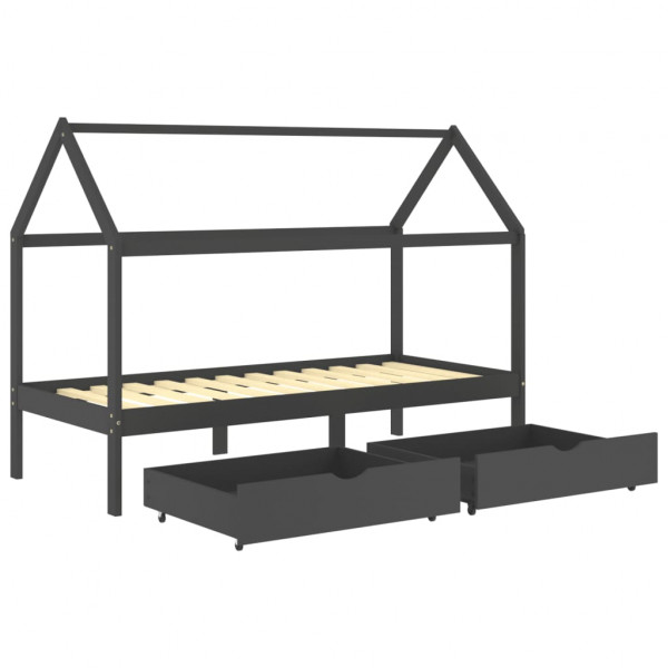 Estructura de cama infantil y cajones madera pino gris 90x200cm M 5