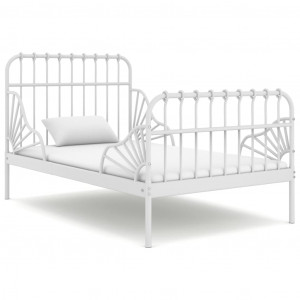 Estructura de cama extensible metal blanca 80x130/200 cm D
