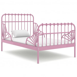 Estructura de cama extensible metal rosa 80x130/200 cm D