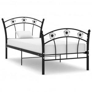 Estructura de cama con diseño de fútbol metal negro 90x200 cm D