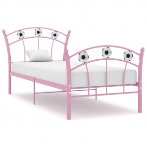 Estructura de cama con diseño de fútbol metal rosa 90x200 cm D