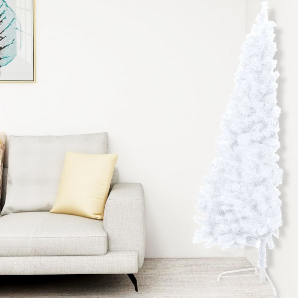 Meia árvore de Natal artificial com suporte em PVC branco 150 cm D