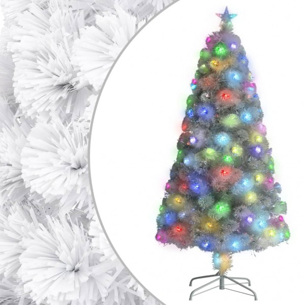 Árbol de Navidad artificial con luces fibra óptica blanco 64 cm D