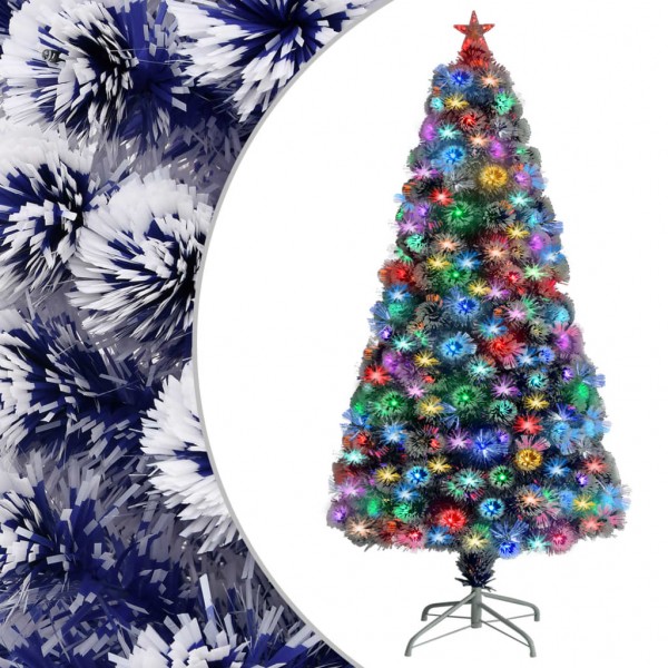 Árvore de Natal com luzes de fibra óptica brancas e azuis 120 cm D