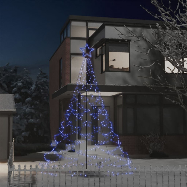 Árvore de Natal com Poste de Metal 500 LEDs Azul 3m D