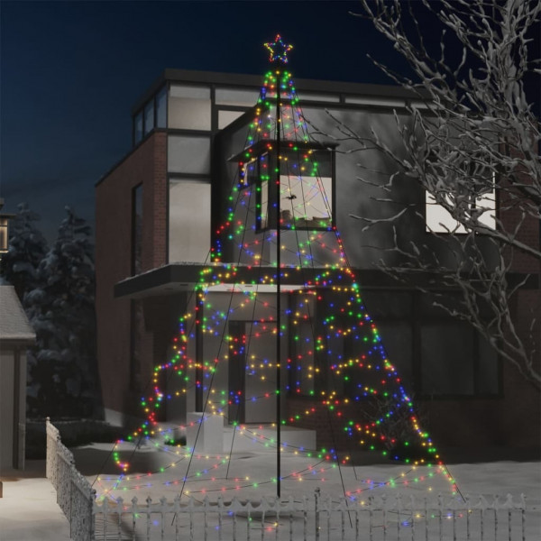 Árvore de Natal com poste de metal 1400 LEDs de cores 5 m D