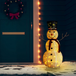 Muñeco de nieve de Navidad con luces LED tela lujosa 120 cm D