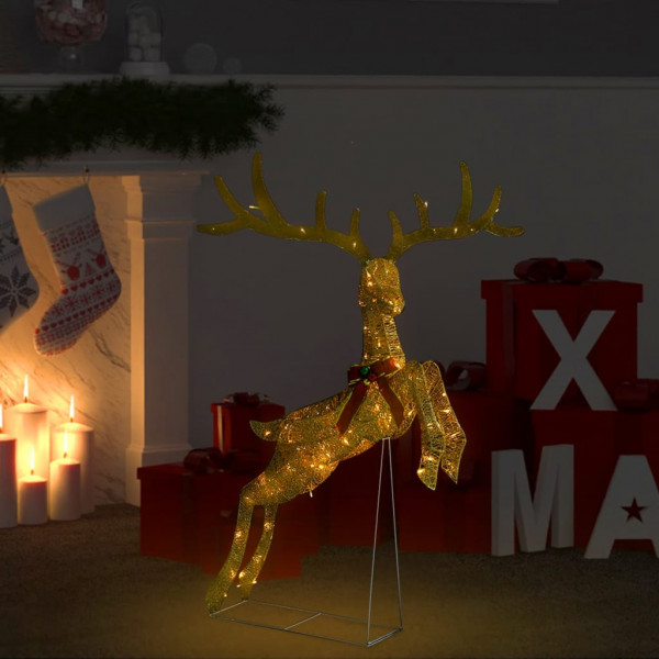 Reno decorativo de Navidad dorado 120 LEDs blanco cálido D