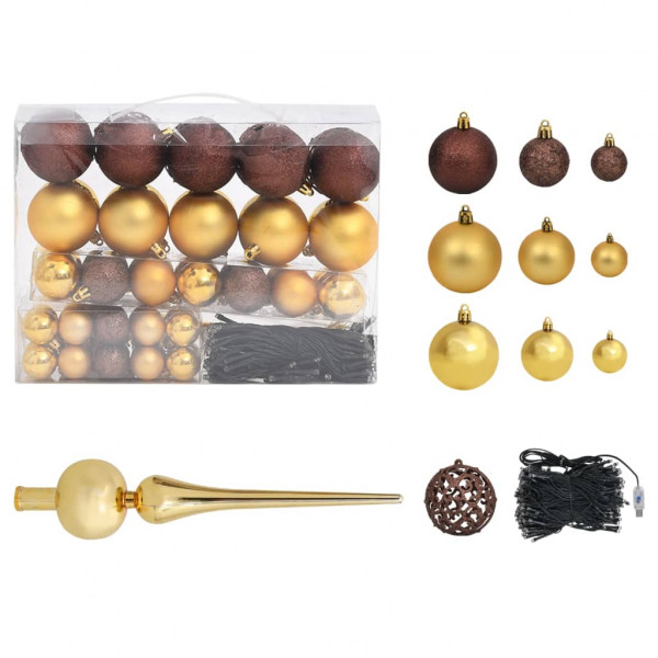 Set de bolas de Natal 120 pz com 300 LED de bronze dourado D