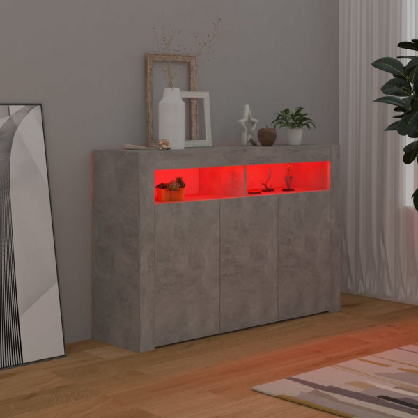 Aparador com luzes LED cinza 115.5x30x75 cm M 5