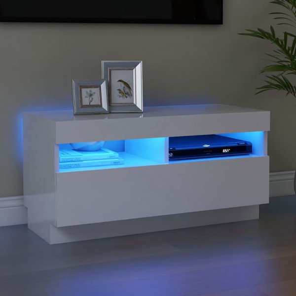 Mueble de TV con luces LED blanco brillante 80x35x40 cm D