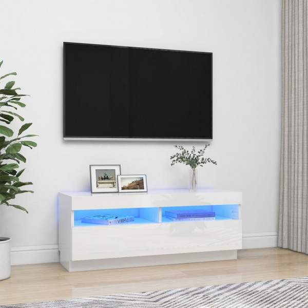Mobiliário de televisão com luzes LED brancas brilhantes 100x35x40 cm D