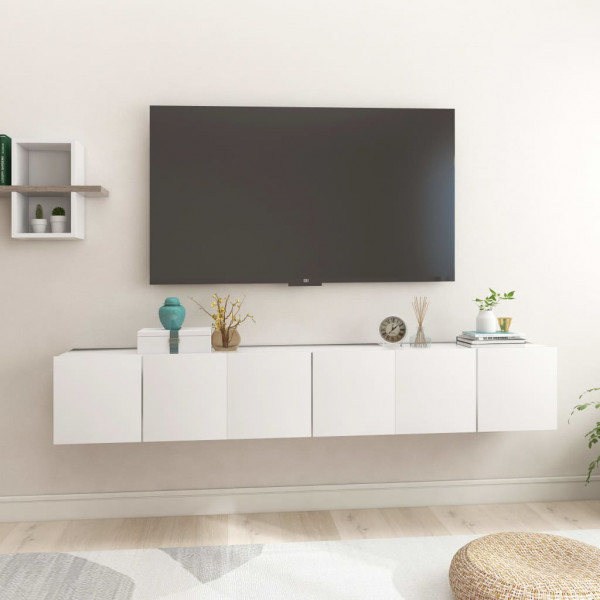 Muebles colgantes de TV 3 unidades blanco 60x30x30 cm D