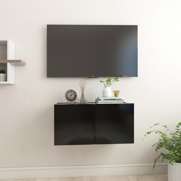 Mobiliário de televisão pendente preto 60x30x30 cm D