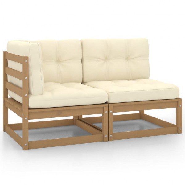 Conjunto de móveis de jardim 2 almofadas madeira pinheiro marrom mel D