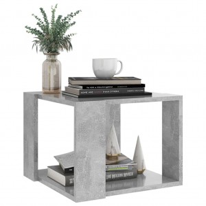 Mesa de centro madeira revestida de concreto cinza 40x40x30 cm D