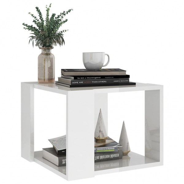 Mesa de centro madeira revestida branco brilho 40x40x30 cm D