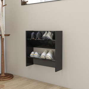 Zapatero de pared madera contrachapada negro brillo 60x18x60 cm D