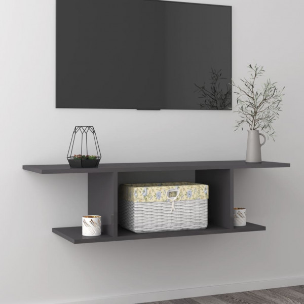 Mueble de pared para TV gris con brillo 103x30x26.5 cm D