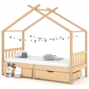 Estructura cama niños con cajones madera maciza pino 90x200 cm D