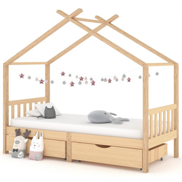 Estructura cama niños con cajones madera maciza pino 90x200 cm D