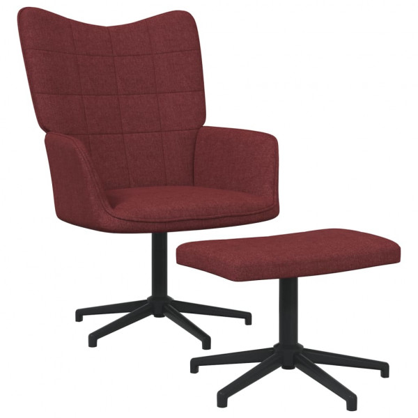 Silla de relajación con reposapiés tela rojo tinto Silla de relajación con reposapiés tela rojo tinto D