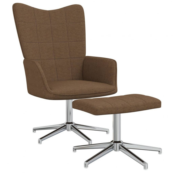 Silla de relajación con reposapiés de tela marrón Silla de relajación con reposapiés de tela marrón D
