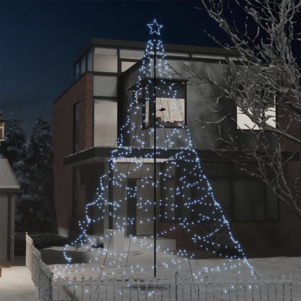 Árbol de Navidad con poste de metal 1400 LEDs blanco frío 5 m D