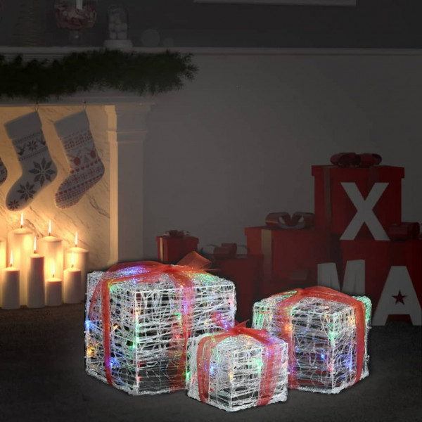 Caja decorativa de regalo Navidad acrílico 3 pzas colorido D