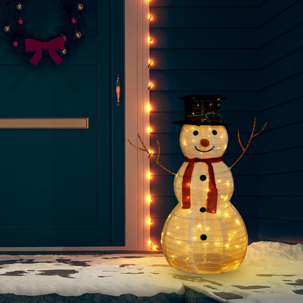 Muñeco de nieve decorativo de Navidad con LED tela lujosa 90 cm D