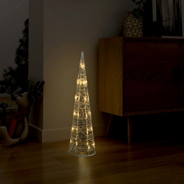 Pirâmide decorativa cone acrílico luzes LED branco quente 60 cm D