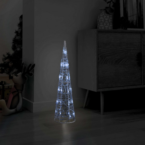 Pirâmide decorativa cone acrílico luzes LED branco frio 60 cm D