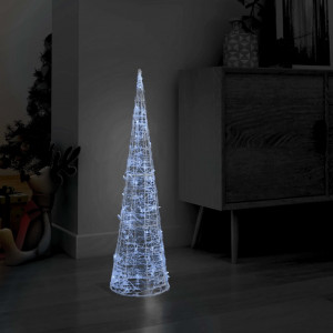 Pirámide decorativa cono acrílico luces LED blanco frío 90 cm D