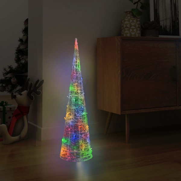 Pirámide decorativa cono acrílico luces LED de colores 90 cm D