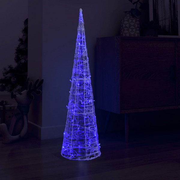 Cone de luz LED de pirâmide decorativa acrílica azul 120 cm D