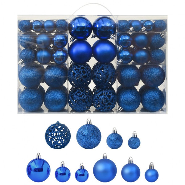 Jogo de bolas de Natal 100 peças azuis D