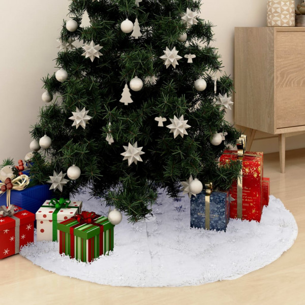 Saia de árvore de Natal de luxo branco 90 cm de couro sintético D