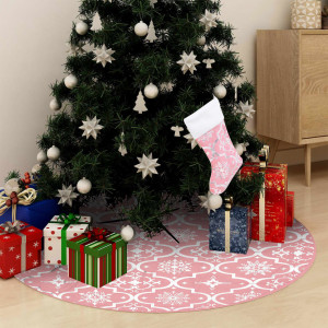 Falda del árbol de Navidad de lujo con calcetín tela rosa 122cm D