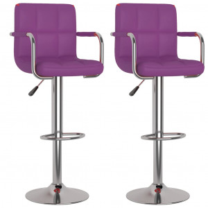 Taburetes de cocina 2 unidades cuero sintético morado D