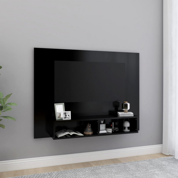 Mobiliário de TV de parede madeira contraplacada preta 120x23,5x90 cm D