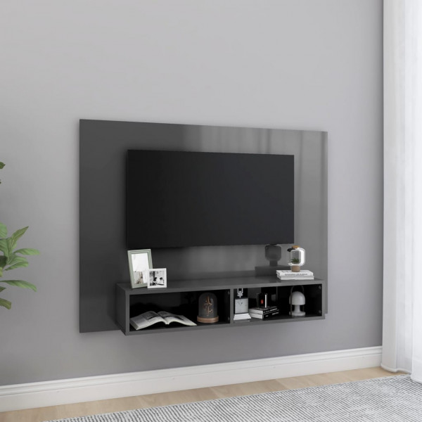 Mueble de TV de pared aglomerado gris brillante 120x23.5x90 cm D