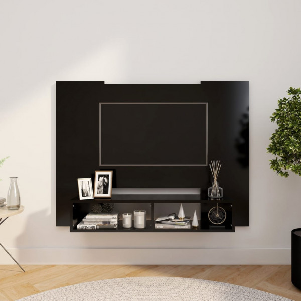 Mueble de TV de pared aglomerado negro 120x23.5x90 cm D
